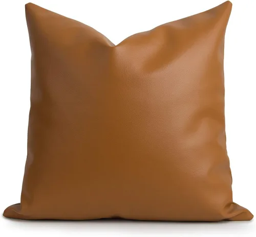 Vista 3 de Hofdeco Solo funda de almohada de piel sintética, diseño moderno camel, 18 x 18 pulgadas
