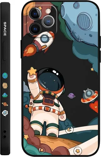 Vista 8 de LEECG Funda de teléfono para iPhone 11 Pro Max, diseño de patrón de astronauta, ajuste delgado, suave, resistente a los arañazos, a prueba