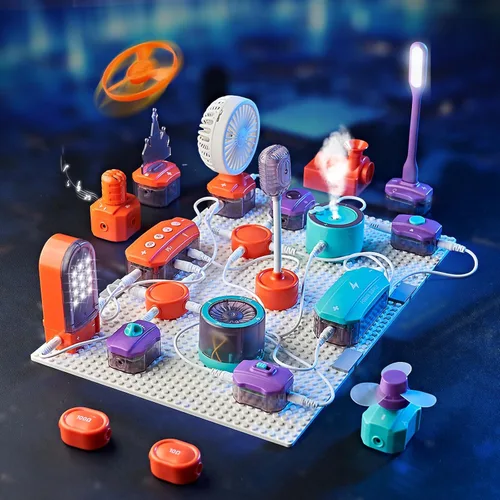 Vista 8 de VATOS Circuito científico para niños, kit de exploración electrónica de bricolaje de 53 piezas con más de 150 proyectos, kit de placa de circuito