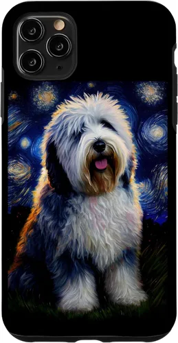 Vista 13 de Old English Sheepdog in Starry Night Painting Dog Mom Dad Case for iPhone 17