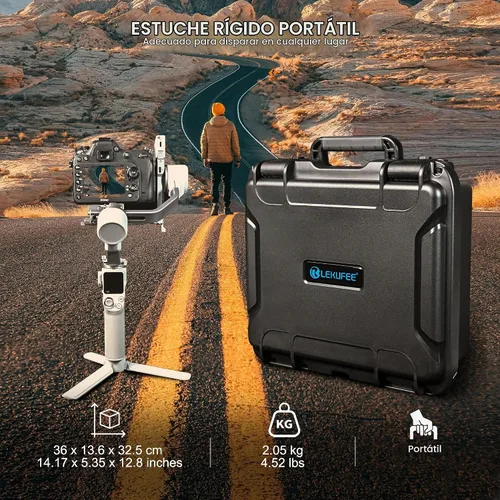 Vista 4 de Lekufee Estuche rígido impermeable de transporte para DJI RS 4 Mini, Combo, estabilizador de cardán, DJI Mic 3/2/Mic Mini y más accesorios