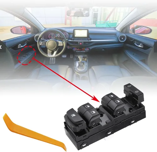 Vista 6 de Interruptor de control maestro de elevalunas eléctrico para Kia Forte 2019, 2020, 2021, repuesto OE 93571M6100, 93571-M6100 para botón
