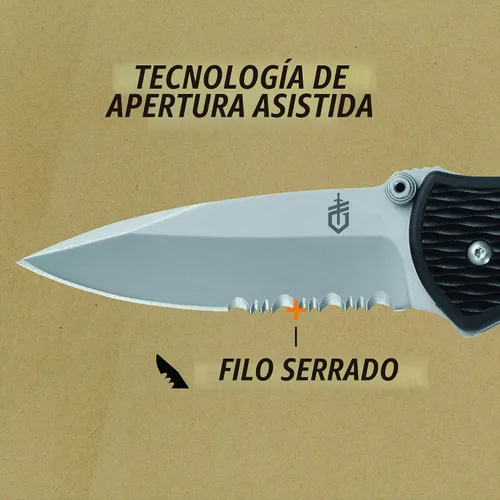 Vista 2 de Gerber Gear FAST Draw Cuchillo de Bolsillo, Cuchillo Plegable EDC de Apertura Asistida, Filo Dentado