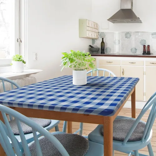Vista 26 de Sorfey Mantel ajustado con elástico, vinilo con parte trasera de franela, se adapta a mesa de 24 x 48 pulgadas, rectangular, a prueba de agua, fácil