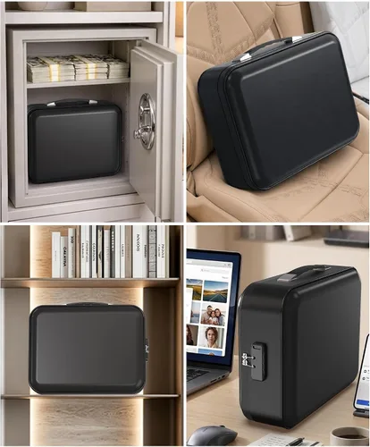 Vista 9 de Caja de documentos ignífuga – Carcasa rígida de 8 capas a prueba de fuego para documentos del hogar, organizador de archivos resistente al agua