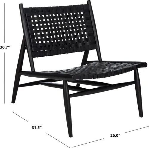 Vista 3 de Safavieh Home Soleil Silla decorativa tejida de cuero natural y blanco