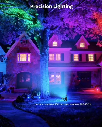 Vista 4 de Ofuray Solar Spot Lights Outdoor, RGB Color Changing, 8 Lighting Modes Gris / Negro