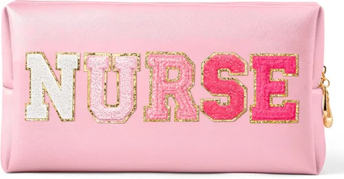 Vista 13 de CY2SIDE Bolsa de maquillaje con parche de letras coloridas, Negro, Enfermera-withe