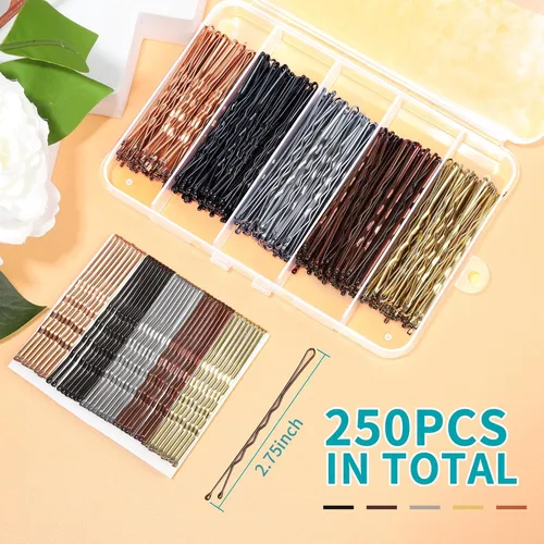 Vista 2 de Teenitor Horquillas para el cabello, 2.75 pulgadas, grandes, color marrón, negro, rubio, plateado, para mujeres y niñas, para cabello grueso, 5