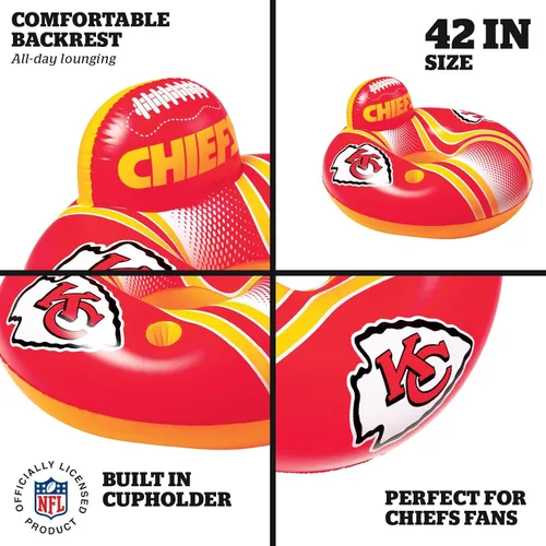 Vista 3 de BigMouth 42” Inflatable Pool Floats Officially Licensed NFL Fan Gear Merchandise Back Support Inner Tube for Adults and Teens