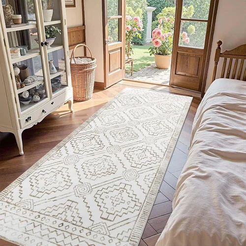 Vista 261 de jinchan Alfombra marroquí de pasillo 2x6 - Alfombra de pasillo lavable a máquina para cocina, alfombra moderna geométrica suave de pelo bajo