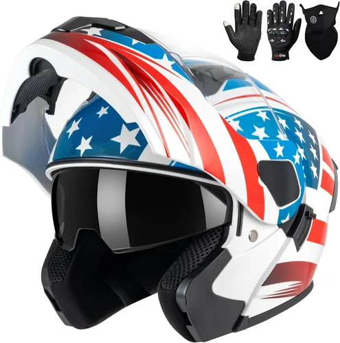 Vista 15 de Casco modular para motocicleta de adultos, con doble visera abatible, cara completa, aprobado por DOT para hombres, mujeres, moto, ATV, UTV, moto