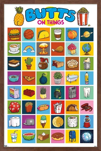 Vista 10 de Trends International Brian Cook: Butts on Things - Póster de collage de pared, 22.4 pulgadas de largo x 14.7 pulgadas, versión enmarcada de madera