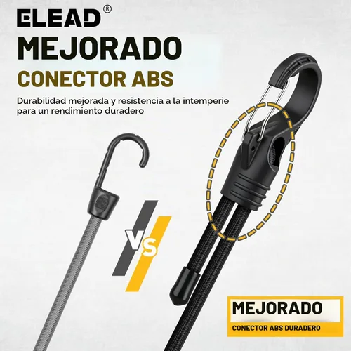 Vista 7 de Rollo de cuerda elástica con 40 ganchos ajustables, cuerdas elásticas resistentes de 1/3 pulgadas x 65 pies, cuerda elástica negra de grado marino