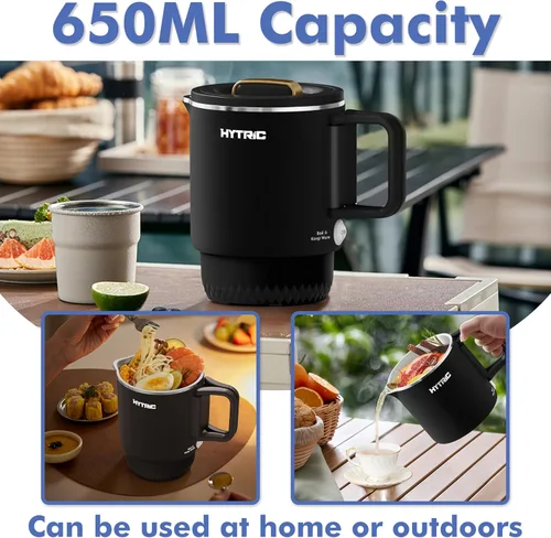 Vista 4 de HYTRIC Hervidor Eléctrico de Viaje, Hervidor Pequeño Plegable de 650ML, Hervidor de Agua Portátil con Control de Energía Dual, Hervidor de Acero