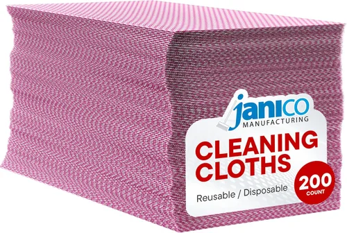Vista 2 de Janico 200 toallitas de servicio de alimentos, trapos de limpieza ligeramente reutilizables de 12 x 24 pulgadas, paños de limpieza desechables