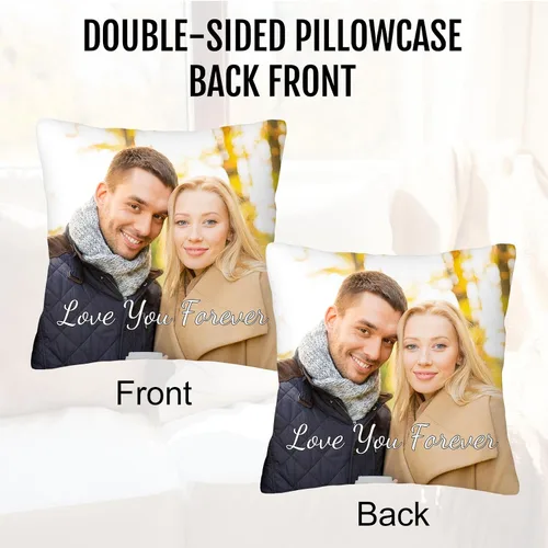 Vista 6 de Funda de almohada personalizada con imagen, funda de almohada de terciopelo personalizada de 16 x 16 pulgadas con texto fotográfico, regalos