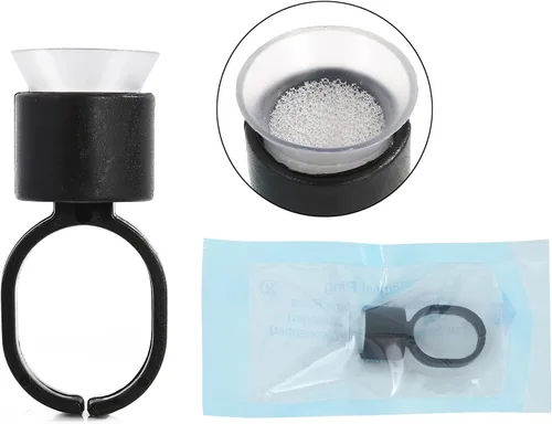 Vista 3 de KingWei KingWei - 50 anillos de tinta, 50 anillos de pegamento de pigmento microblading con cápsulas de tinta de esponja, extensiones de maquillaje