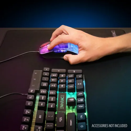 Vista 5 de ENHANCE Voltaic 2 Mouse para juegos, unisex, con cable, 7 botones programables, 7000 DPI, 13 modos de color, diseño ergonómico, USB Plug & Play