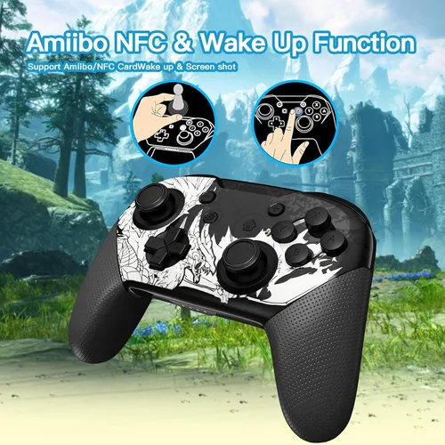 Vista 3 de Dritrip Wireless Pro Controller Compatible with SwitchSwitch LiteSwitch OLED, Switch Remote Gamepad with Joystick, Double Vibration, Wake-up and