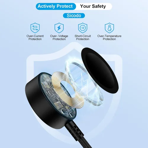 Vista 3 de Cargador de reloj Galaxy de carga rápida para Samsung Galaxy Watch 8/8 Classic/Ultra/7/6/6 Classic/5/5 Pro/4, cable de carga inalámbrico magnético
