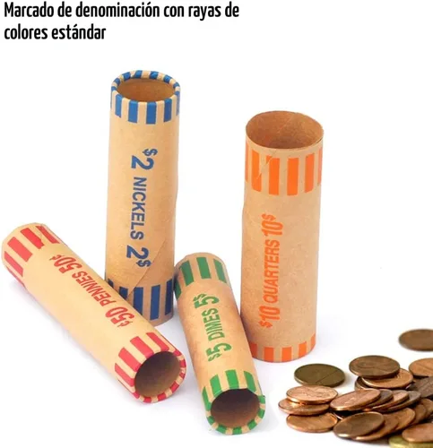 Vista 3 de Surtido de rollo preformado de monedas, 25 centavos, 10 centavos, 5 centavos y 1 centavo de dólar