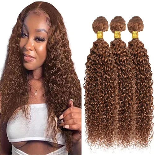 Vista 50 de Color 30 paquetes de cabello humano marrón onda del cuerpo paquetes 8 10 12 pulgadas brasileño virgen Remy extensiones de cabello humano doble trama