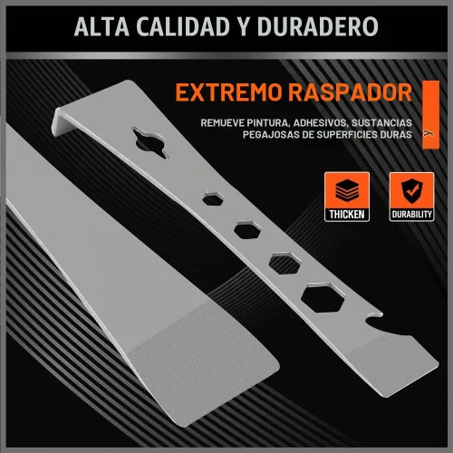 Vista 4 de HORUSDY Juego de 2 barras de palanca raspadoras, barras de palanca planas de acero inoxidable con función de destornillador hexagonal, extractor