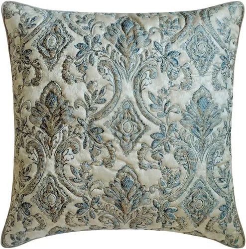 Vista 39 de The HomeCentric Funda de almohada con cremallera, funda de cojín azul de 12 x 12 pulgadas, funda de cojín de algodón bordado para sofá, diseño