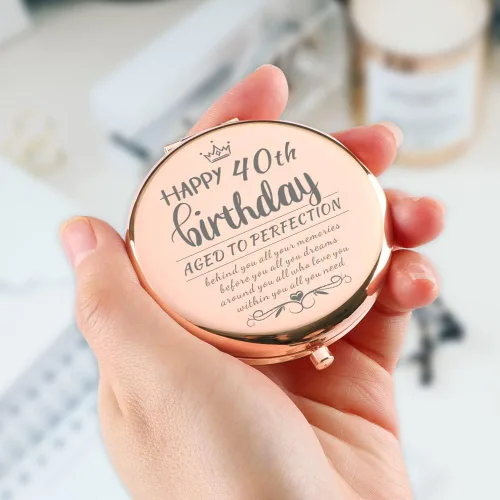Vista 2 de 40th Birthday Gifts Women Rose Gold Compact Mirror Gifts for Women Birthday Unique 40th Birthday Gift Ideas for Wife Sister Daughter Friend Niece
