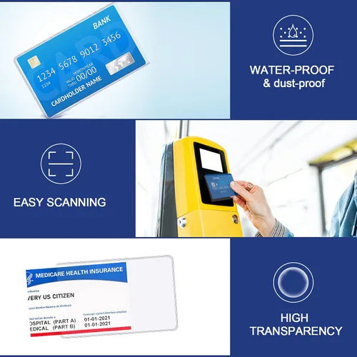 Vista 5 de Zonon 60 fundas protectoras para tarjetas de Medicare, de 12 mil, de PVC transparente, resistente al agua, para tarjetas de vacunas, impermeables