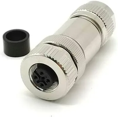 Vista 7 de Elecbee 5 unids Profibus M12 A Código Campo Cable Conector 4 Pin hembra Asamblea Enchufe Shiled para 22AWG 0.34mm² Cable