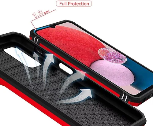 Vista 2 de Funda para Galaxy A32 5G, protección de grado militar para automóvil [soporte integrado] Soporte de anillo de metal de doble capa TPU resistente +