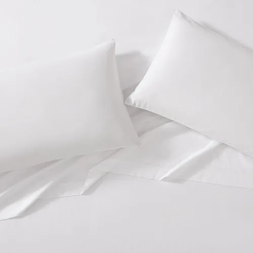 Vista 3 de Laura Ashley - Juego de sábanas tamaño King, juego de ropa de cama de percal de algodón, decoración del hogar (blanco liso, King)