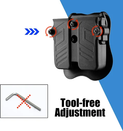 Vista 5 de Porta revistas doble, 0.354 in 0.394 in .40 .45 bolsa de revista de pila simple y doble, funda universal para revistas para Glock/Sig