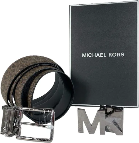 Vista 3 de Michael Kors Men's Box Jet Set 4 In 1 Signature Leather Gift Set Belt (Black)