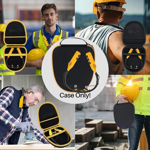 Vista 9 de Lebakort Funda de almacenamiento compatible con auriculares DEWALT resistentes 2 en 1 con banda para el cuello (funda negra)