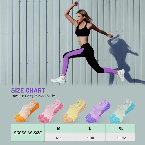 Vista 6 de Amutost Calcetines deportivos para mujer, calcetines de corte bajo para el tobillo, 5-6 pares