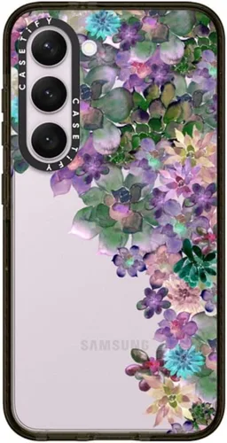 Vista 9 de CASETiFY Funda de impacto para Galaxy S22+ - Adhesivo Aries Moross, color negro transparente