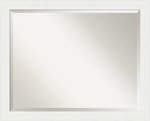 Vista 19 de Amanti Art Espejo de tocador de baño de 24 x 20 pulgadas, marco estrecho blanco tocador, espejo de pared rectangular, borde biselado, se cuelga