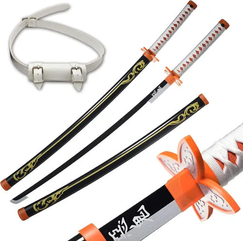 Vista 9 de Ziqing Espada samurái de anime hecha a mano – Agatsuma Zenitsu, Kamado Tanjirou, estilos Rengoku Kyoujurou – 41 pulgadas varios disponibles