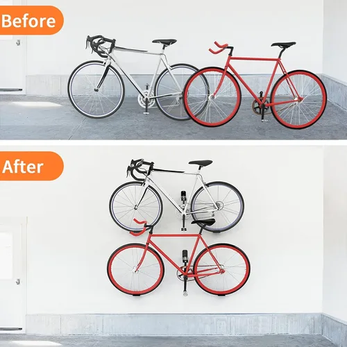 Vista 8 de WALMANN Paquete de 2 soportes para pedales de bicicleta, soporte de pared horizontal resistente para pared de garaje, soporte de exhibición