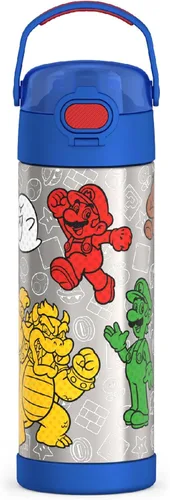Vista 27 de THERMOS FUNTAINER - Botella aislada al vacío de acero inoxidable de 16 onzas con tapa ancha de boquilla, MINECRAFT (paquete de 6)