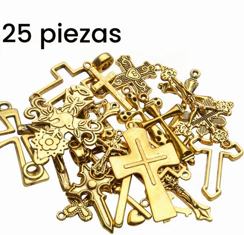 Vista 3 de Mixed Crosses Charms Pendants Jewelry Findings for Making Bracelet and Necklace Dorado