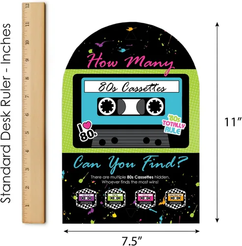 Vista 6 de Big Dot of Happiness 80's Retro - Totally 1980s Party Scavenger Hunt - 1 soporte y 48 piezas de juego - Juego de ocultar y encontrar
