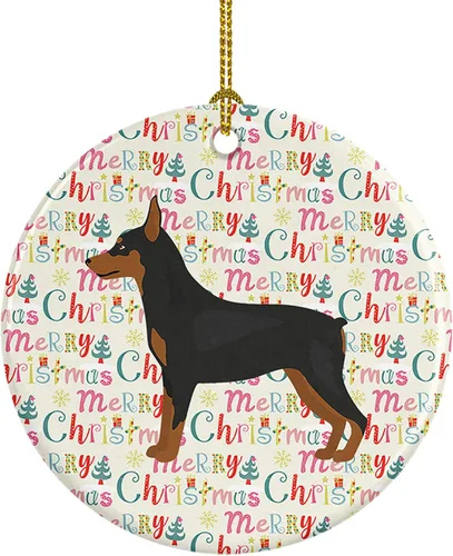 Vista 24 de Caroline's Treasures Abyssinian Sand Terrier - Adorno de cerámica para colgar en el árbol de Navidad, para el hogar, Navidad, fiestas, regalo, 3