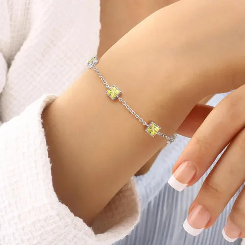 Vista 3 de CDE Pulseras de plata de ley 925 con piedra natal para mujer, delicada pulsera de eslabones ajustables para mujer, aniversario, cumpleaños