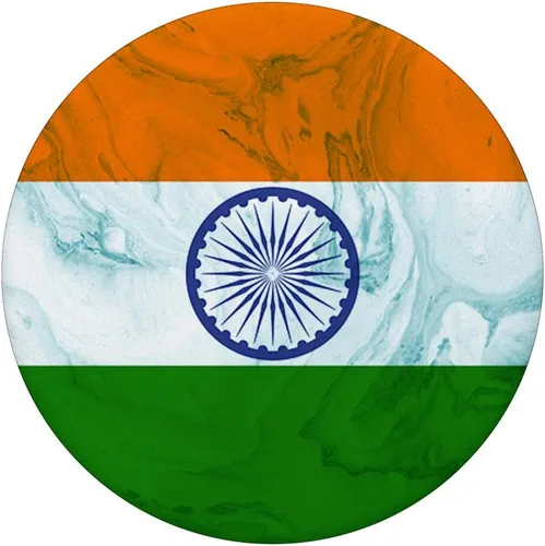 Vista 3 de Diseño de bandera de la India sobre mármol, orgullo indio, PopSockets Grip y soporte para teléfonos y tabletas, Negro