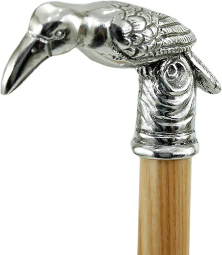 Vista 5 de Italia - Bastón grabado personalizado para hombres y mujeres, caña de madera, mango de metal, bastón en peltre fino de cuervo