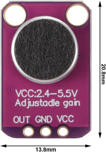 Vista 3 de Módulo amplificador de micrófono electret MAX4466 Ganancia ajustable azul Breakout Board